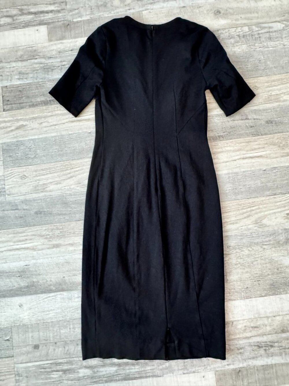 Cabi Black Elbow Sleeve Sheath Dress Size 0 Back Zip L11 - Picture 5 of 7